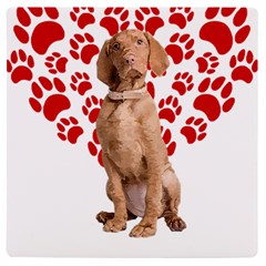 Vizsla Gifts T- Shirt Cool Vizsla Valentine Heart Paw Vizsla Dog Lover Valentine Costume T- Shirt UV Print Square Tile Coaster 