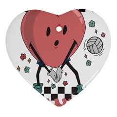 Volleyball Heart T- Shirt Retro Volleyball Valentines Day Shirt, Volleyball Is My Valentine, Volleyb Heart Ornament (two Sides) by maxcute