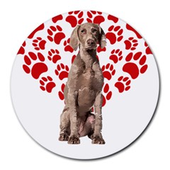 Weimaraner Gifts T- Shirt Cool Weimaraner Valentine Heart Paw Weimaraner Dog Lover Valentine Costume Round Mousepad
