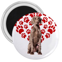 Weimaraner Gifts T- Shirt Cool Weimaraner Valentine Heart Paw Weimaraner Dog Lover Valentine Costume 3  Magnets