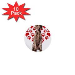 Weimaraner Gifts T- Shirt Cool Weimaraner Valentine Heart Paw Weimaraner Dog Lover Valentine Costume 1  Mini Buttons (10 pack) 
