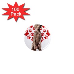 Weimaraner Gifts T- Shirt Cool Weimaraner Valentine Heart Paw Weimaraner Dog Lover Valentine Costume 1  Mini Magnets (100 Pack)  by maxcute