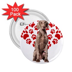 Weimaraner Gifts T- Shirt Cool Weimaraner Valentine Heart Paw Weimaraner Dog Lover Valentine Costume 2 25  Buttons (100 Pack) 