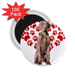 Weimaraner Gifts T- Shirt Cool Weimaraner Valentine Heart Paw Weimaraner Dog Lover Valentine Costume 2.25  Magnets (100 pack) 