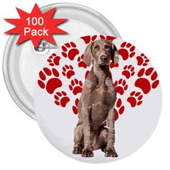 Weimaraner Gifts T- Shirt Cool Weimaraner Valentine Heart Paw Weimaraner Dog Lover Valentine Costume 3  Buttons (100 pack) 