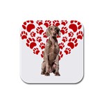 Weimaraner Gifts T- Shirt Cool Weimaraner Valentine Heart Paw Weimaraner Dog Lover Valentine Costume Rubber Square Coaster (4 pack) Front