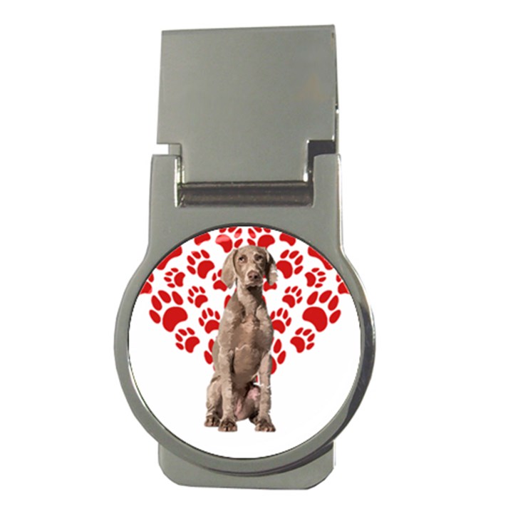 Weimaraner Gifts T- Shirt Cool Weimaraner Valentine Heart Paw Weimaraner Dog Lover Valentine Costume Money Clips (Round) 