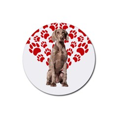 Weimaraner Gifts T- Shirt Cool Weimaraner Valentine Heart Paw Weimaraner Dog Lover Valentine Costume Rubber Coaster (Round)