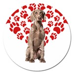 Weimaraner Gifts T- Shirt Cool Weimaraner Valentine Heart Paw Weimaraner Dog Lover Valentine Costume Magnet 5  (Round) Front