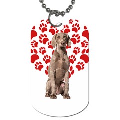 Weimaraner Gifts T- Shirt Cool Weimaraner Valentine Heart Paw Weimaraner Dog Lover Valentine Costume Dog Tag (one Side) by maxcute