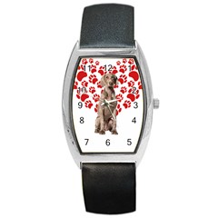 Weimaraner Gifts T- Shirt Cool Weimaraner Valentine Heart Paw Weimaraner Dog Lover Valentine Costume Barrel Style Metal Watch