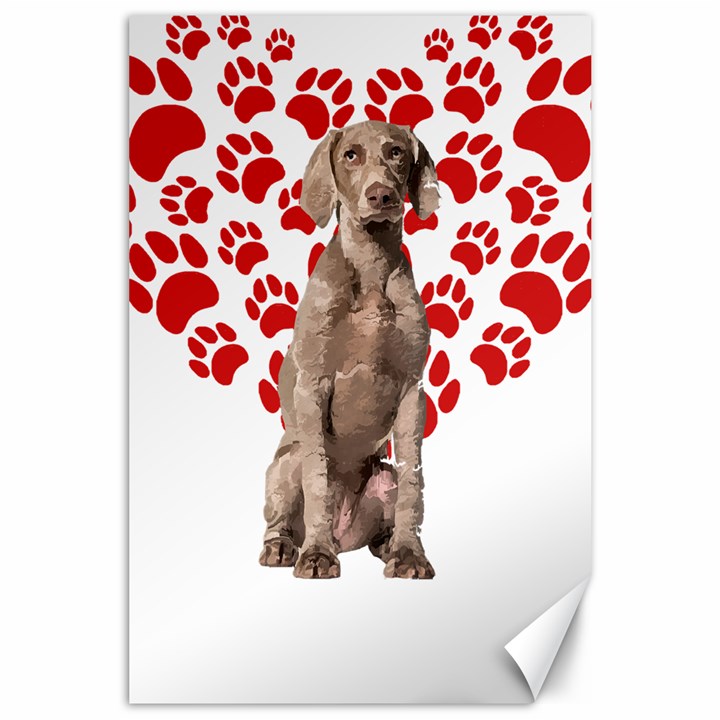 Weimaraner Gifts T- Shirt Cool Weimaraner Valentine Heart Paw Weimaraner Dog Lover Valentine Costume Canvas 24  x 36 