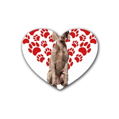 Weimaraner Gifts T- Shirt Cool Weimaraner Valentine Heart Paw Weimaraner Dog Lover Valentine Costume Rubber Coaster (Heart)