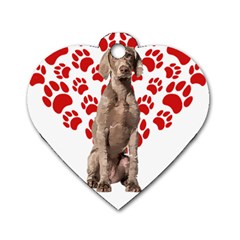 Weimaraner Gifts T- Shirt Cool Weimaraner Valentine Heart Paw Weimaraner Dog Lover Valentine Costume Dog Tag Heart (One Side)