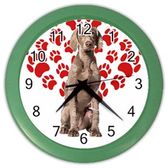 Weimaraner Gifts T- Shirt Cool Weimaraner Valentine Heart Paw Weimaraner Dog Lover Valentine Costume Color Wall Clock