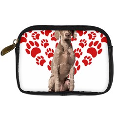 Weimaraner Gifts T- Shirt Cool Weimaraner Valentine Heart Paw Weimaraner Dog Lover Valentine Costume Digital Camera Leather Case