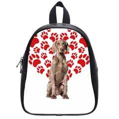 Weimaraner Gifts T- Shirt Cool Weimaraner Valentine Heart Paw Weimaraner Dog Lover Valentine Costume School Bag (Small)