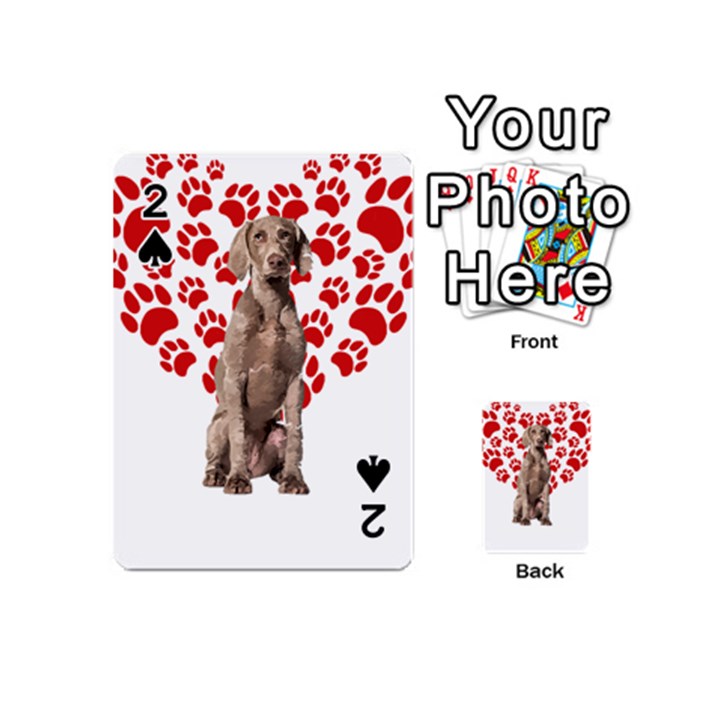 Weimaraner Gifts T- Shirt Cool Weimaraner Valentine Heart Paw Weimaraner Dog Lover Valentine Costume Playing Cards 54 Designs (Mini)