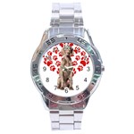 Weimaraner Gifts T- Shirt Cool Weimaraner Valentine Heart Paw Weimaraner Dog Lover Valentine Costume Stainless Steel Analogue Watch Front