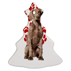 Weimaraner Gifts T- Shirt Cool Weimaraner Valentine Heart Paw Weimaraner Dog Lover Valentine Costume Christmas Tree Ornament (Two Sides)