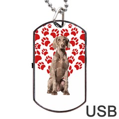 Weimaraner Gifts T- Shirt Cool Weimaraner Valentine Heart Paw Weimaraner Dog Lover Valentine Costume Dog Tag USB Flash (One Side)