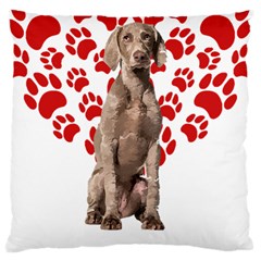 Weimaraner Gifts T- Shirt Cool Weimaraner Valentine Heart Paw Weimaraner Dog Lover Valentine Costume Large Cushion Case (One Side)