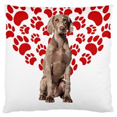 Weimaraner Gifts T- Shirt Cool Weimaraner Valentine Heart Paw Weimaraner Dog Lover Valentine Costume Large Premium Plush Fleece Cushion Case (Two Sides)