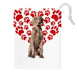 Weimaraner Gifts T- Shirt Cool Weimaraner Valentine Heart Paw Weimaraner Dog Lover Valentine Costume Drawstring Pouch (4XL)