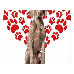 Weimaraner Gifts T- Shirt Cool Weimaraner Valentine Heart Paw Weimaraner Dog Lover Valentine Costume One Side Premium Plush Fleece Blanket (large)