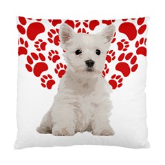 West Highland White Terrier Gift T- Shirt Cute West Highland White Terrier Valentine Heart Paw West Standard Cushion Case (two Sides)