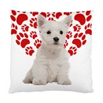 West Highland White Terrier Gift T- Shirt Cute West Highland White Terrier Valentine Heart Paw West Standard Cushion Case (Two Sides) Front