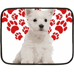 West Highland White Terrier Gift T- Shirt Cute West Highland White Terrier Valentine Heart Paw West One Side Fleece Blanket (mini) by maxcute