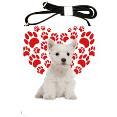 West Highland White Terrier Gift T- Shirt Cute West Highland White Terrier Valentine Heart Paw West Shoulder Sling Bag by maxcute