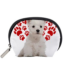 West Highland White Terrier Gift T- Shirt Cute West Highland White Terrier Valentine Heart Paw West Accessory Pouch (small) by maxcute