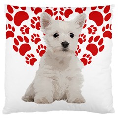 West Highland White Terrier Gift T- Shirt Cute West Highland White Terrier Valentine Heart Paw West Standard Premium Plush Fleece Cushion Case (one Side) by maxcute