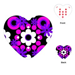 Flowers Pearls And Donuts Purple Hot Pink White Black  Playing Cards Single Design (heart) by Mazipoodles