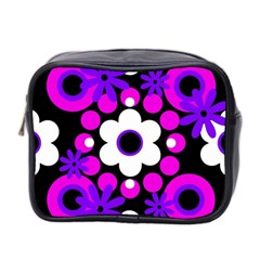 Flowers Pearls And Donuts Purple Hot Pink White Black  Mini Toiletries Bag (Two Sides)