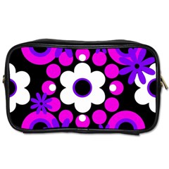 Flowers Pearls And Donuts Purple Hot Pink White Black  Toiletries Bag (two Sides) by Mazipoodles