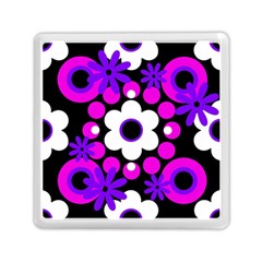 Flowers Pearls And Donuts Purple Hot Pink White Black  Memory Card Reader (square) by Mazipoodles