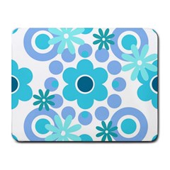Flowers Pearls And Donuts Pastel Teal Periwinkle Teal White  Small Mousepad by Mazipoodles