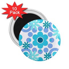 Flowers Pearls And Donuts Pastel Teal Periwinkle Teal White  2.25  Magnets (10 pack) 
