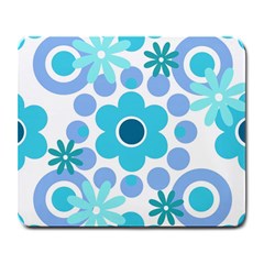 Flowers Pearls And Donuts Pastel Teal Periwinkle Teal White  Large Mousepad