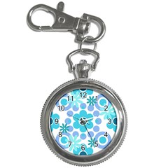 Flowers Pearls And Donuts Pastel Teal Periwinkle Teal White  Key Chain Watches