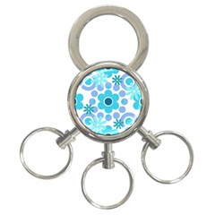 Flowers Pearls And Donuts Pastel Teal Periwinkle Teal White  3-Ring Key Chain