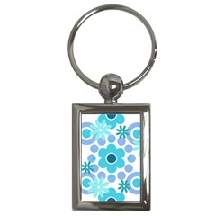 Flowers Pearls And Donuts Pastel Teal Periwinkle Teal White  Key Chain (Rectangle)