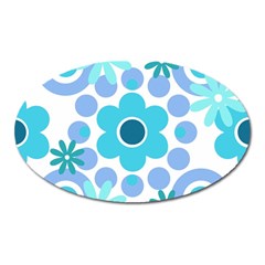 Flowers Pearls And Donuts Pastel Teal Periwinkle Teal White  Oval Magnet