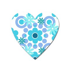 Flowers Pearls And Donuts Pastel Teal Periwinkle Teal White  Heart Magnet