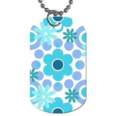 Flowers Pearls And Donuts Pastel Teal Periwinkle Teal White  Dog Tag (One Side)