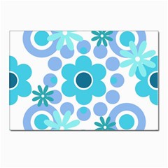 Flowers Pearls And Donuts Pastel Teal Periwinkle Teal White  Postcards 5  x 7  (Pkg of 10)