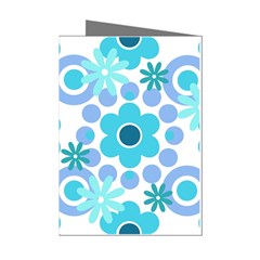 Flowers Pearls And Donuts Pastel Teal Periwinkle Teal White  Mini Greeting Cards (Pkg of 8)
